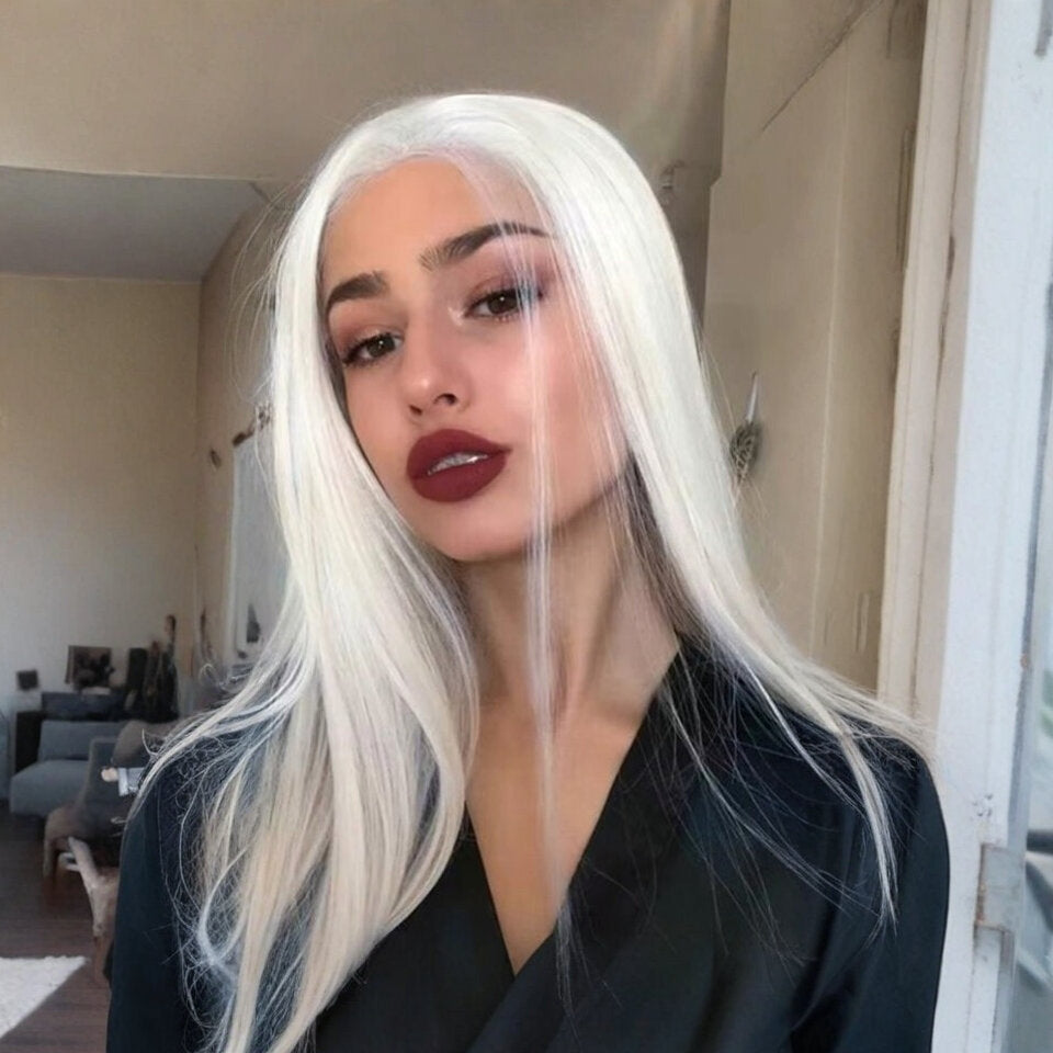 Lace Front Kiara Platinado Fibra Premium